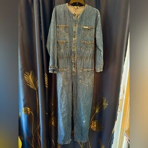 Dreams Vintage Denim Jumpsuit Coveralls  with‎ Button Front